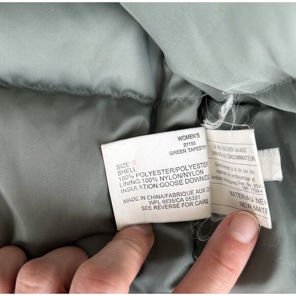 Vintage Woolrich Women’s Goose Down Winter Coat Jacket Green Brown Outdoors S - Picture 9 of 10